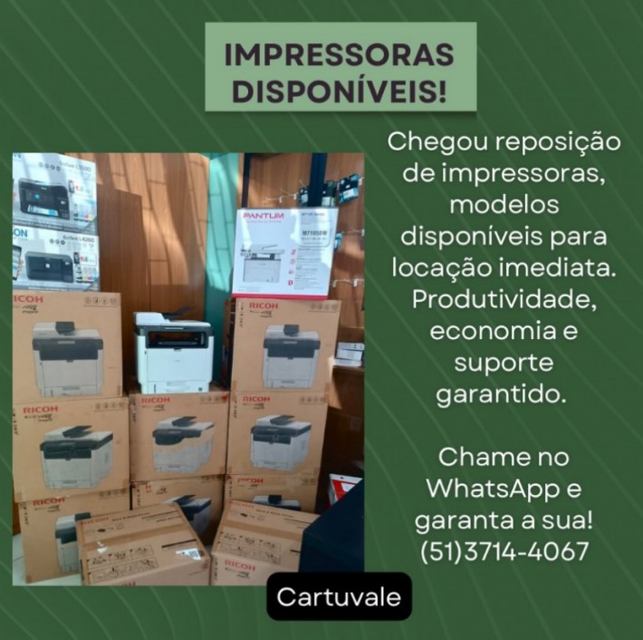Postagem de Cartuvale Locação e Cartuchos de Impressão