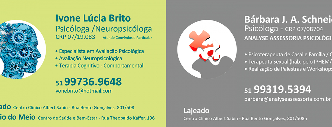 Banner Ivone Lúcia Brito e Bárbara Schneider – Psicólogas